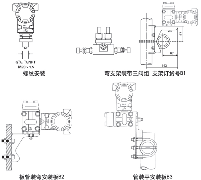 排污口差壓液位變送器安裝方式示意圖